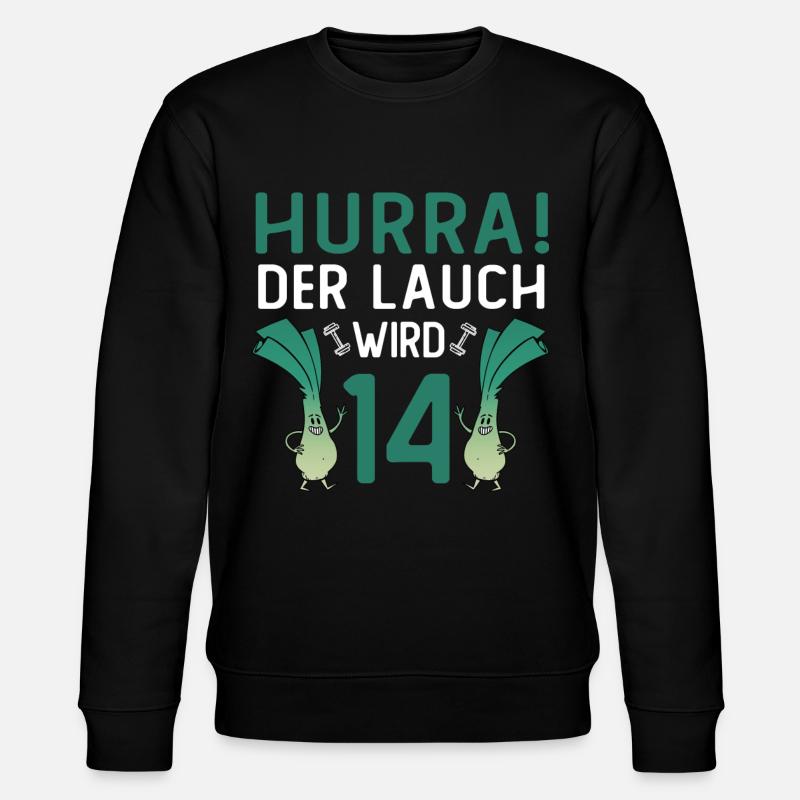 Hurra der Lauch wird 14 - Stanley/Stella Unisex Bio-Sweatshirt CHANGER  - Schwarz