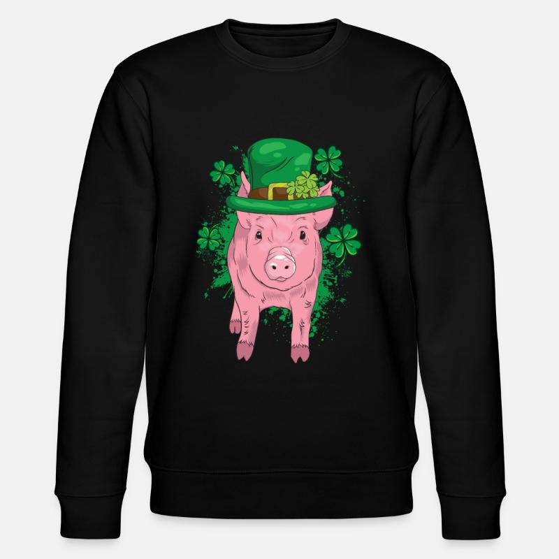 Glücksschwein Silvester - Stanley/Stella Unisex Bio-Sweatshirt CHANGER  - Schwarz