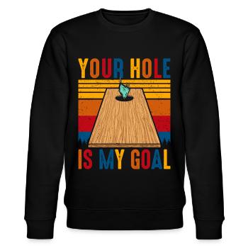 Your Hole Is My Goal - Stanley/Stella CHANGER Unisex Organic Sweatshirt - black - Front - Nik (191cm) & Marisol (170cm)