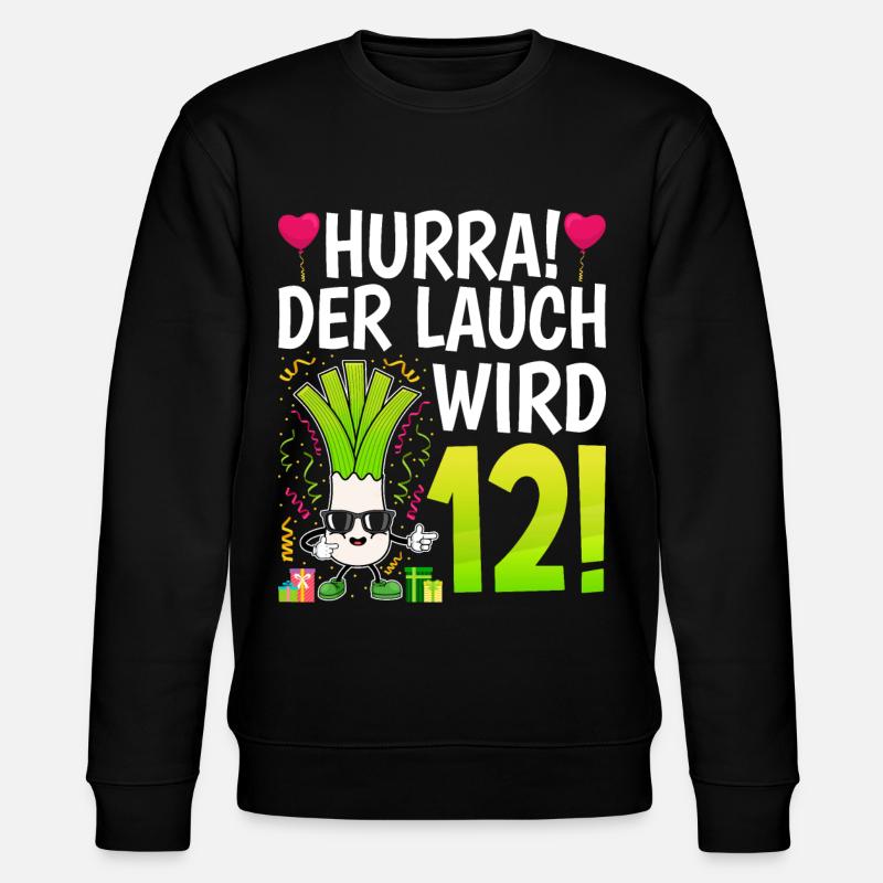 Hurra der Lauch wird 12 - Stanley/Stella Unisex Bio-Sweatshirt CHANGER - Schwarz