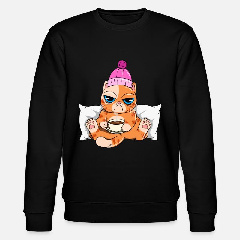 Kaffee Katze - Stanley/Stella Unisex Bio-Sweatshirt CHANGER  - Schwarz