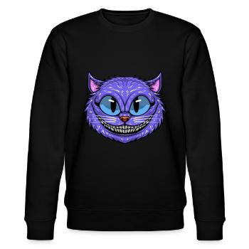 Lustige Grinsekatze - Stanley/Stella Unisex Bio-Sweatshirt CHANGER  - Schwarz - Vorne - Nik (191cm) & Marisol (170cm)