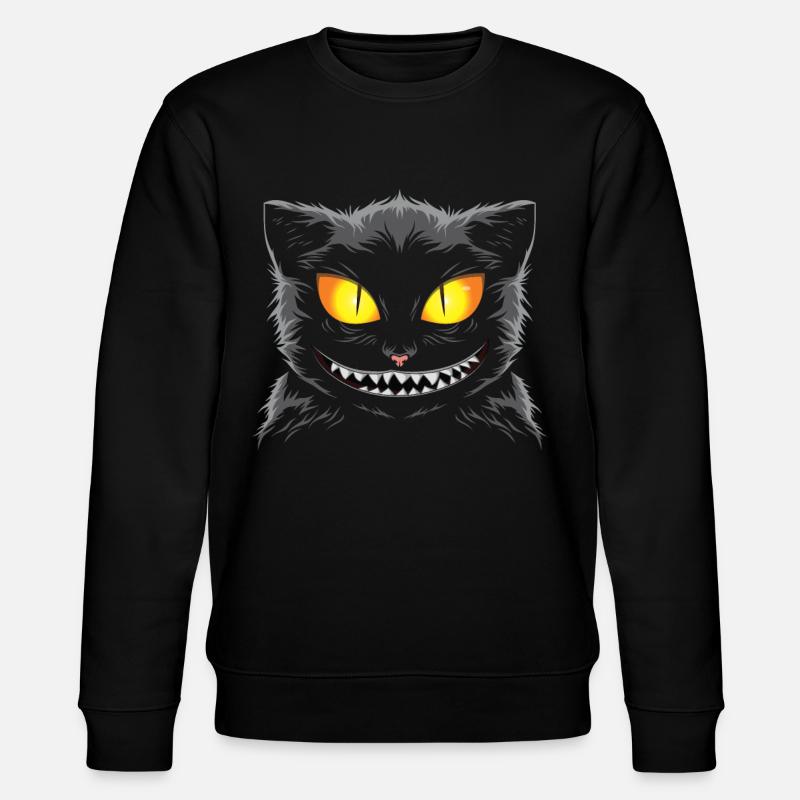 Schwarze Grinse Katze - Stanley/Stella Unisex Bio-Sweatshirt CHANGER  - Schwarz
