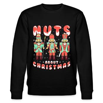 Nødder om jul - Stanley/Stella økologisk unisex-sweatshirt CHANGER  - sort - Foran - Nik (191cm) & Marisol (170cm)
