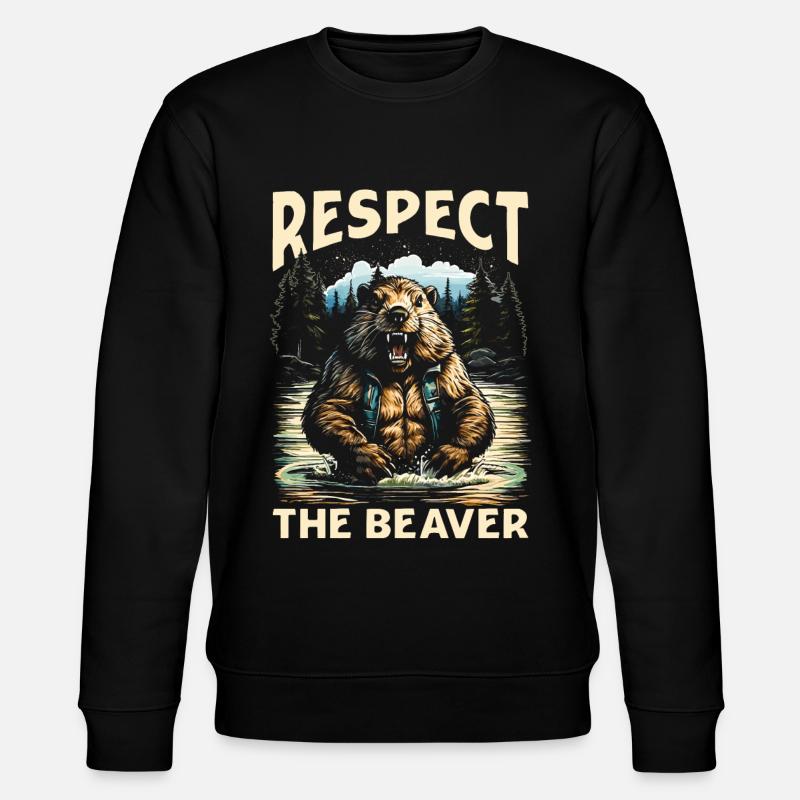 Respect The Beaver - Stanley/Stella Unisex Bio-Sweatshirt CHANGER  - Schwarz