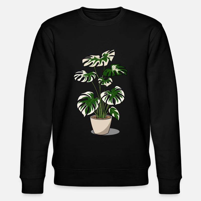 Variegated Monstera - Stanley/Stella Unisex Bio-Sweatshirt CHANGER  - Schwarz