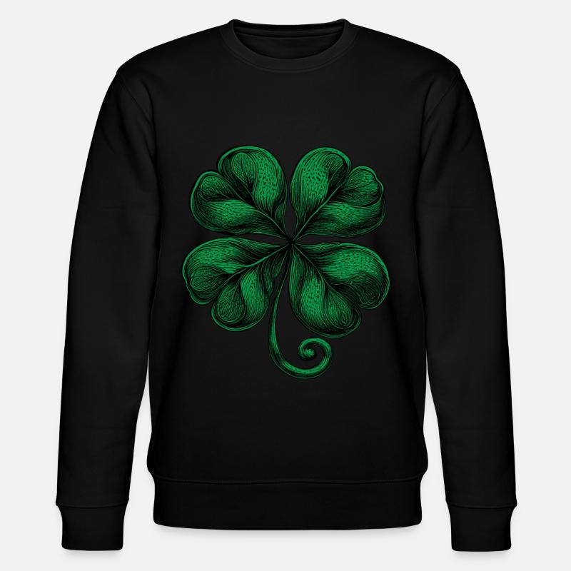 Grünes vierblättriges Kleeblatt - Stanley/Stella Unisex Bio-Sweatshirt CHANGER  - Schwarz