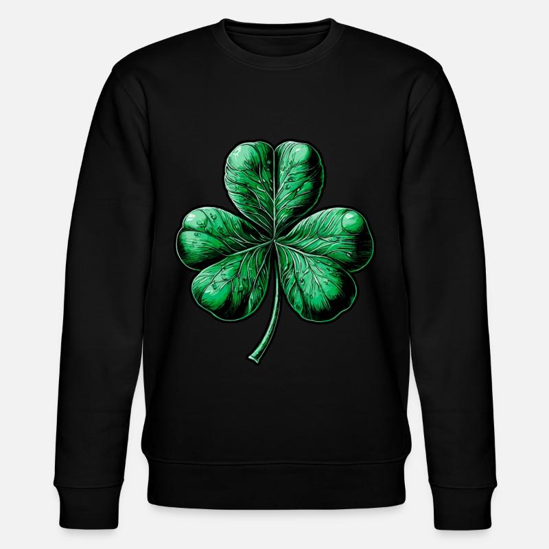 Green three-leaf clover - Stanley/Stella CHANGER Unisex Organic Sweatshirt - black