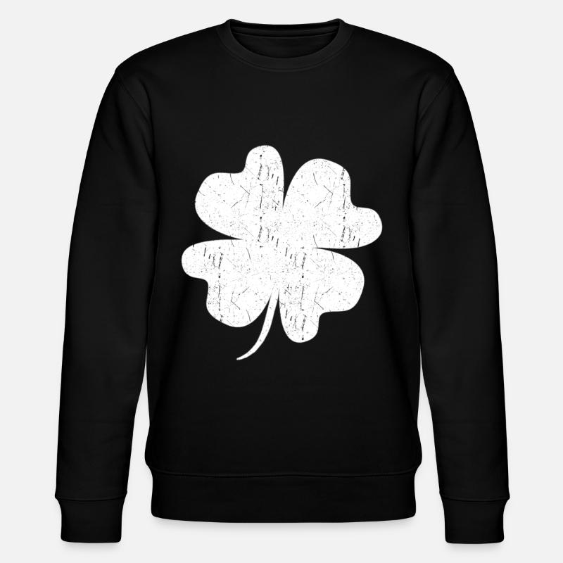 Kleeblatt Weiß Glücksbringer - Stanley/Stella Unisex Bio-Sweatshirt CHANGER  - Schwarz