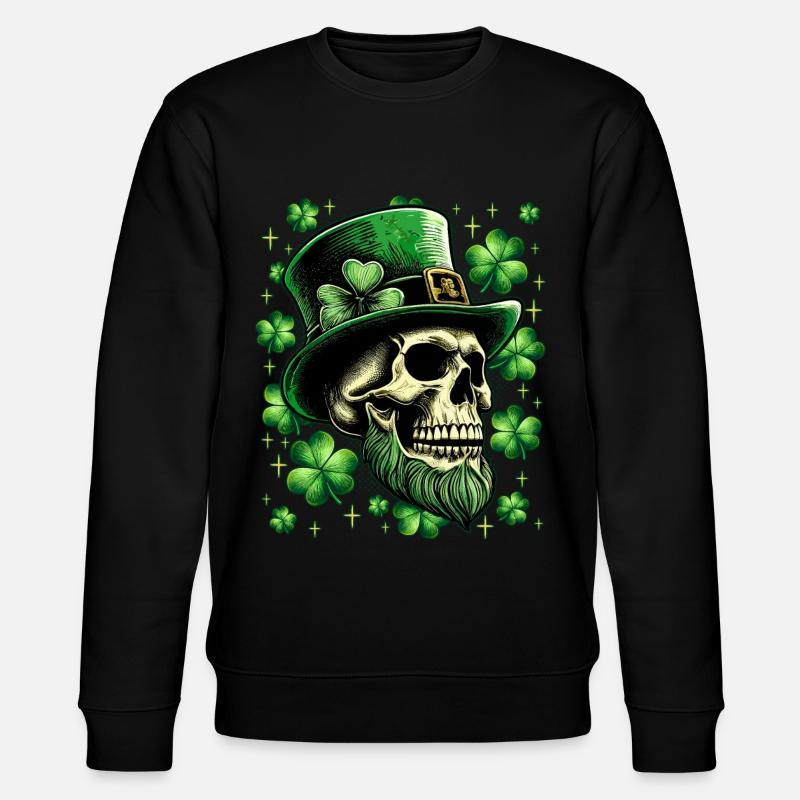 St. Patrick's Day Irish Skull - Stanley/Stella CHANGER Unisex Organic Sweatshirt - black