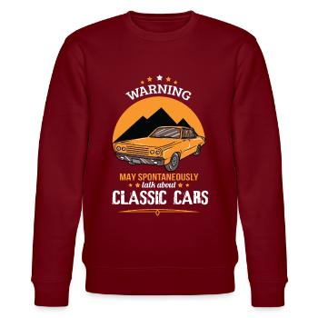 Oldtimer Classic Car Schnauferl Retro Vintage Auto - Stanley/Stella Unisex Bio-Sweatshirt CHANGER  - Burgunderrot - Vorne - Nik (191cm) & Marisol (170cm)
