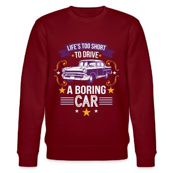 Oldtimer Classic Car Schnauferl Retro Vintage Auto - Stanley/Stella Unisex Bio-Sweatshirt CHANGER  - Burgunderrot - Vorne - Nik (191cm) & Marisol (170cm)
