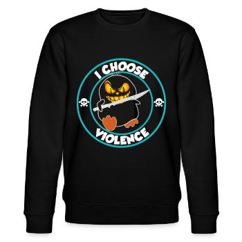 I choose violence - lustige Ente mit Schwert - Stanley/Stella Unisex Bio-Sweatshirt CHANGER  - Schwarz - Vorne - Nik (191cm) & Marisol (170cm)