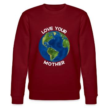 Love your Mother Earth - Stanley/Stella Unisex Bio-Sweatshirt CHANGER  - Burgunderrot - Vorne - Nik (191cm) & Marisol (170cm)
