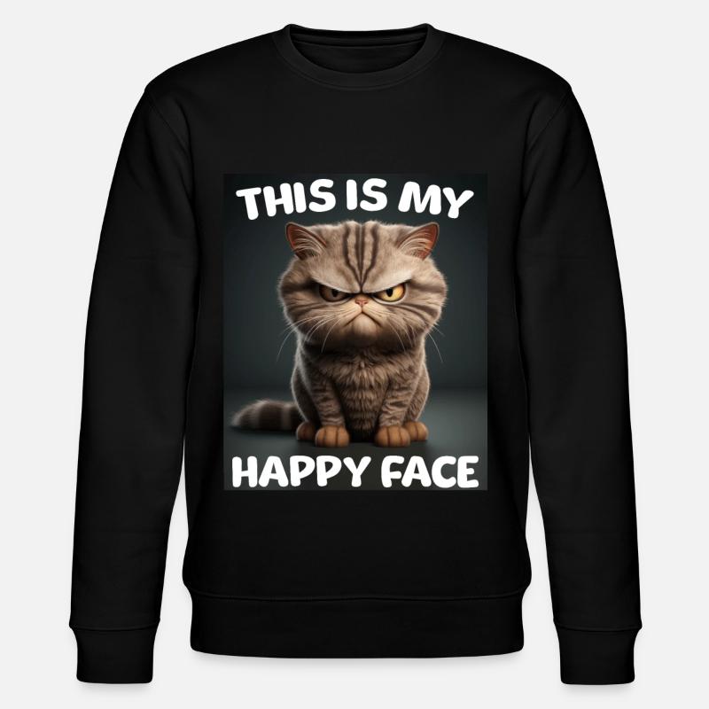 Funny Cats Shirt Grumpy - Stanley/Stella CHANGER Unisex Organic Sweatshirt - black