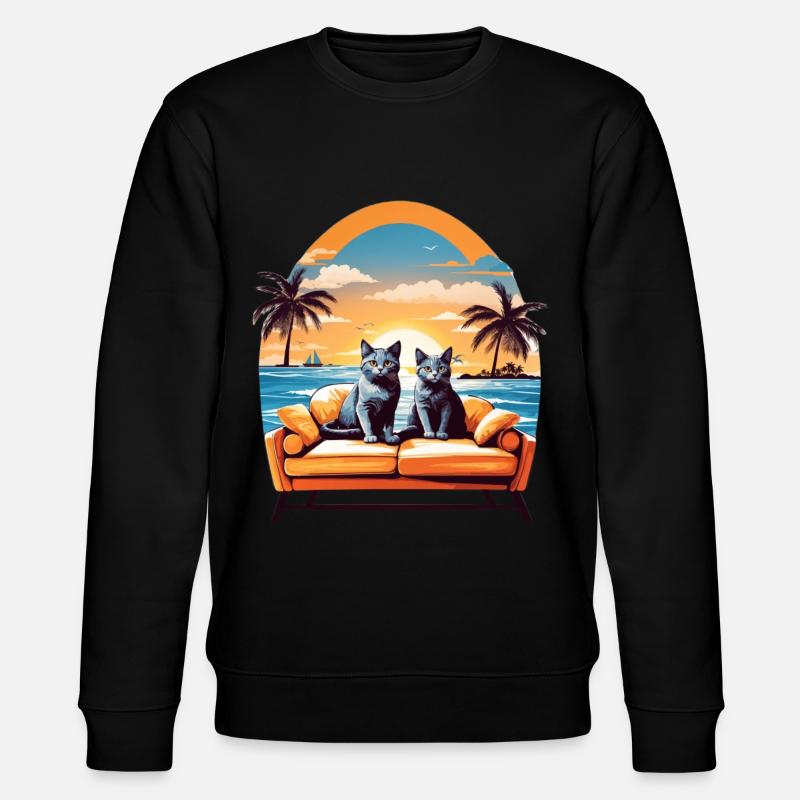 Katzen am Meer - Stanley/Stella Unisex Bio-Sweatshirt CHANGER  - Schwarz