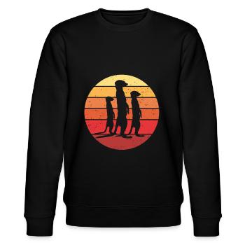 Erdmännchen Retro Vintage - Stanley/Stella Unisex Bio-Sweatshirt CHANGER  - Schwarz - Vorne - Nik (191cm) & Marisol (170cm)