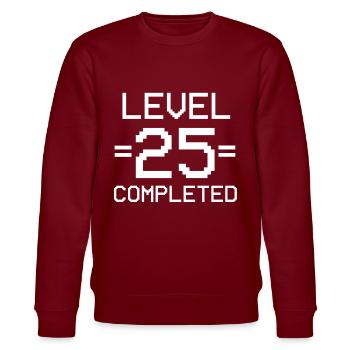 25. Geburtstag Geburtstagsgeschenk - Stanley/Stella Unisex Bio-Sweatshirt CHANGER  - Burgunderrot - Vorne - Nik (191cm) & Marisol (170cm)