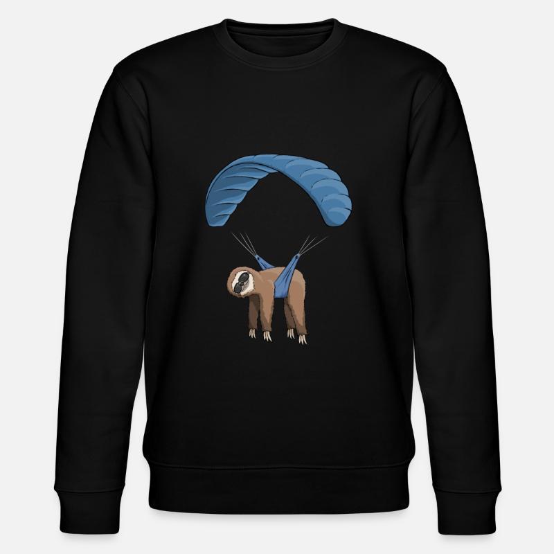 Cool sloth while paragliding, skydiving - Stanley/Stella CHANGER Unisex Organic Sweatshirt - black