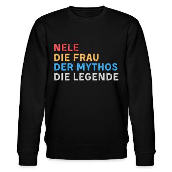Nele Fau Mythos Legende - Stanley/Stella Unisex Bio-Sweatshirt CHANGER  - Schwarz - Vorne - Nik (191cm) & Marisol (170cm)