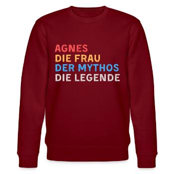 Agnes Fau Mythos Legende - Stanley/Stella Unisex Bio-Sweatshirt CHANGER  - Burgunderrot - Vorne - Nik (191cm) & Marisol (170cm)
