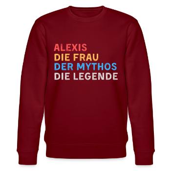 Alexis Fau Mythos Legende - Stanley/Stella Unisex Bio-Sweatshirt CHANGER  - Burgunderrot - Vorne - Nik (191cm) & Marisol (170cm)