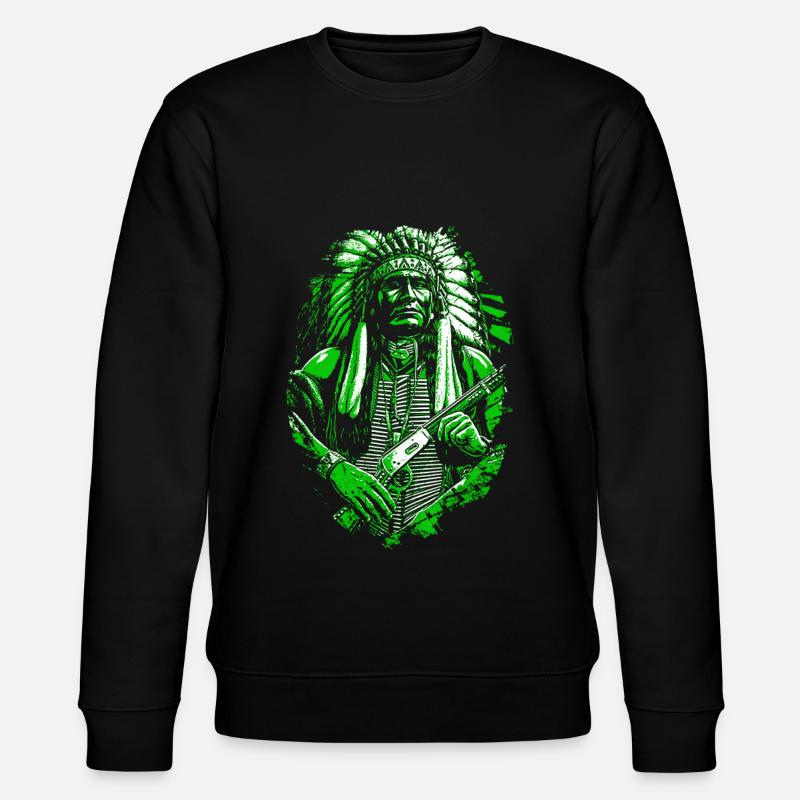 Indianer Häuptling Ureinwohner Amerika - Stanley/Stella Unisex Bio-Sweatshirt CHANGER  - Schwarz