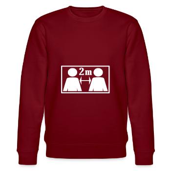 Abstand halten - Stanley/Stella Unisex Bio-Sweatshirt CHANGER  - Burgunderrot - Vorne - Nik (191cm) & Marisol (170cm)