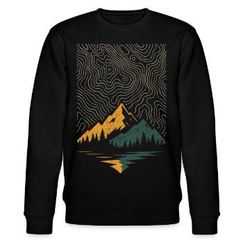 Höhenlinien Vintage - Topographische Karte Berge - Stanley/Stella Unisex Bio-Sweatshirt CHANGER  - Schwarz - Vorne - Nik (191cm) & Marisol (170cm)