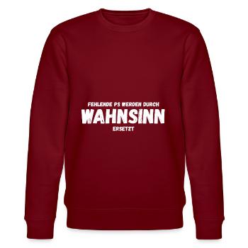 Fehlende Ps werden durch Wahnsinn ersetzt - Stanley/Stella Unisex Bio-Sweatshirt CHANGER  - Burgunderrot - Vorne - Nik (191cm) & Marisol (170cm)