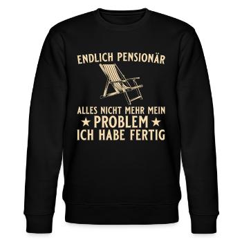 Pension Liegestuhl - Endlich Pensionär - Stanley/Stella Unisex Bio-Sweatshirt CHANGER  - Schwarz - Vorne - Nik (191cm) & Marisol (170cm)