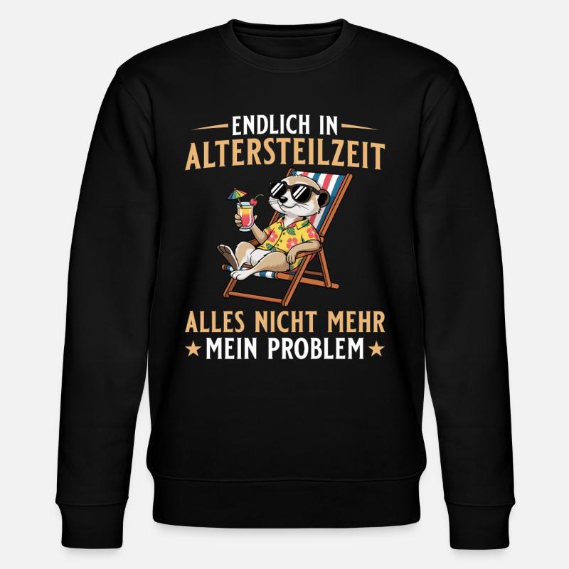 Frührente Erdmännchen im Liegestuhl Altersteilzeit - Stanley/Stella Unisex Bio-Sweatshirt CHANGER - Schwarz