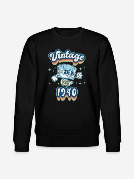 1940's Birthday Born in 1940's Retro Vintage - Stanley/Stella CHANGER Unisex Organic Sweatshirt - black