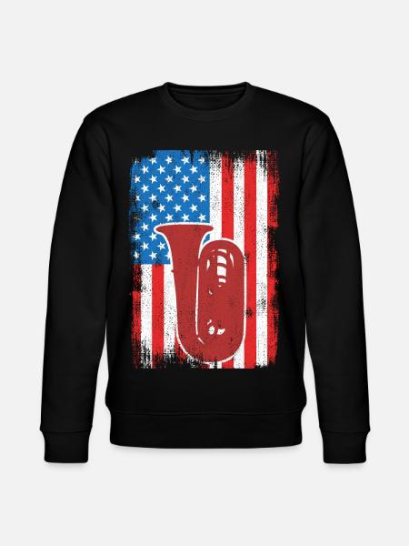 Tuba player U.S. Flag - Stanley/Stella CHANGER Unisex Organic Sweatshirt - black
