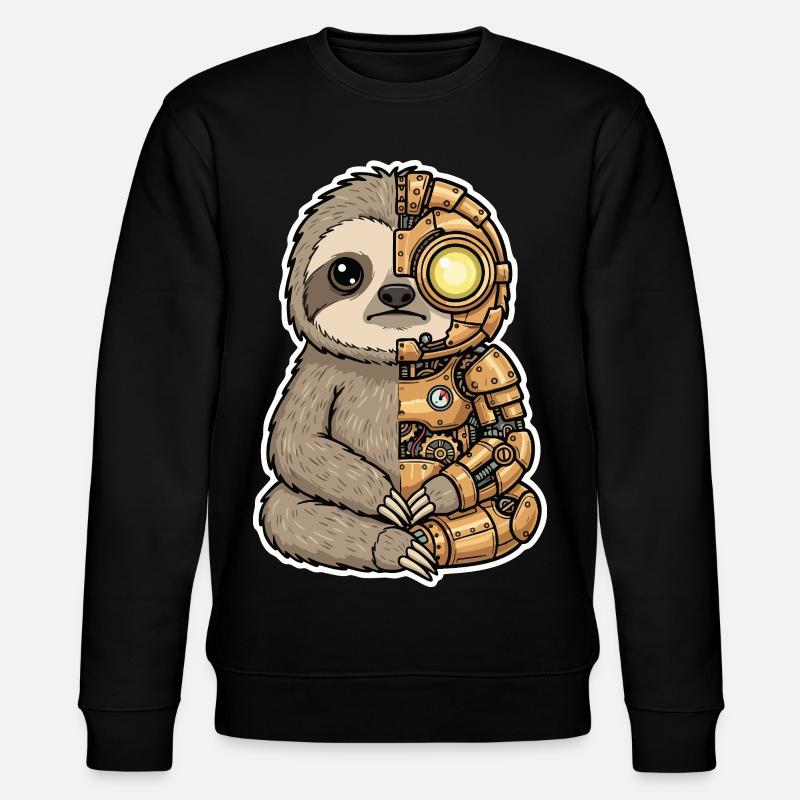 Sloth Cyborg Steampunk Mechanisches Gold - Stanley/Stella Unisex Bio-Sweatshirt CHANGER  - Schwarz