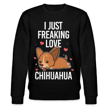 Ich liebe einfach Chihuahuas - Stanley/Stella Unisex Bio-Sweatshirt CHANGER  - Schwarz - Vorne - Nik (191cm) & Marisol (170cm)