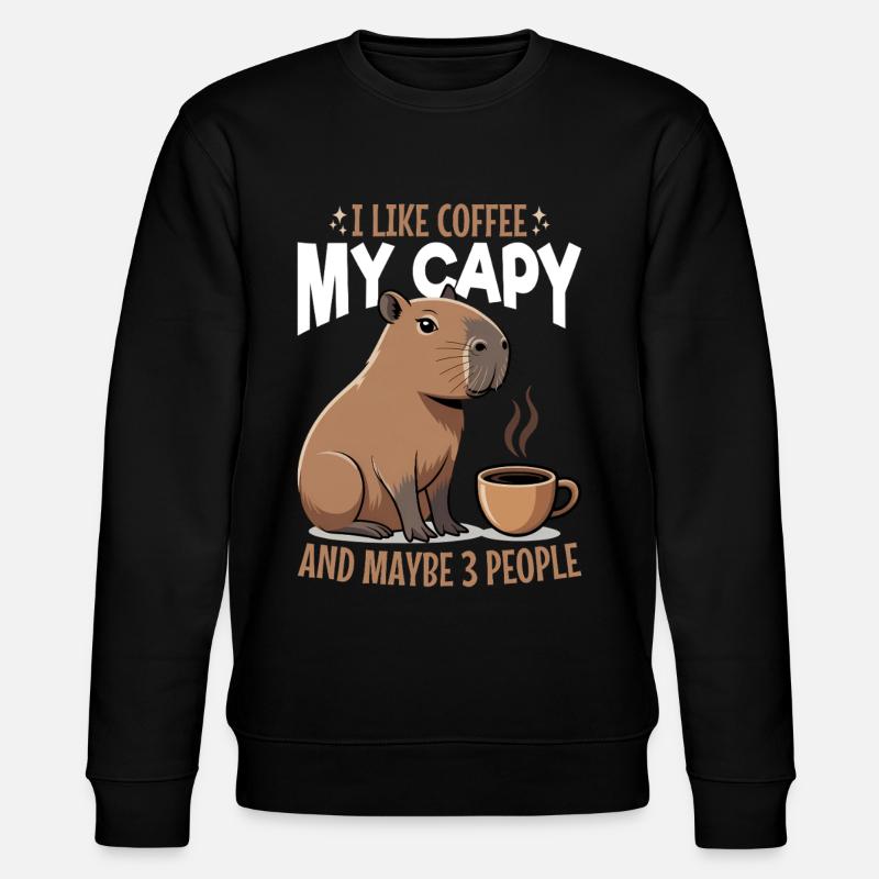 Capybara Coffee - Stanley/Stella CHANGER Unisex Organic Sweatshirt - black