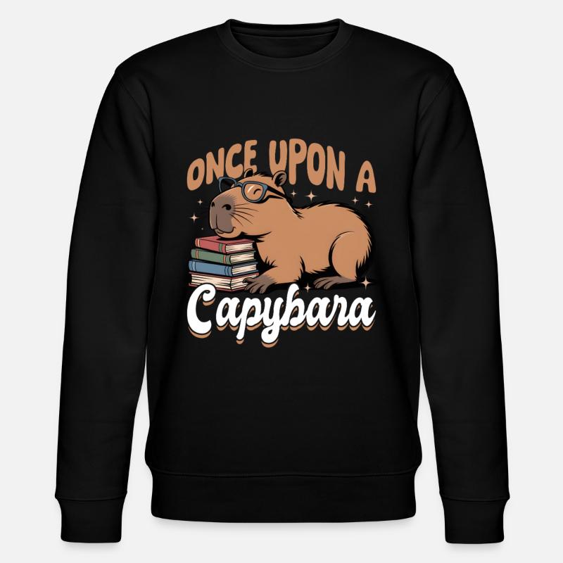 Capybara Reading Books - Stanley/Stella CHANGER Unisex Organic Sweatshirt - black