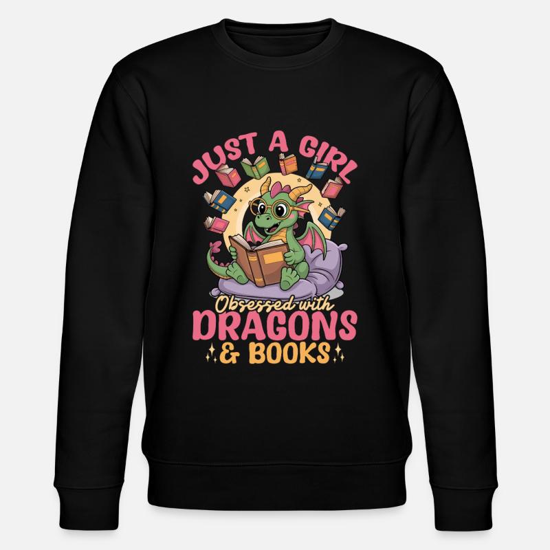 Fantasy Book reading Mythical Creatures - Stanley/Stella Unisex Bio-Sweatshirt CHANGER  - Schwarz