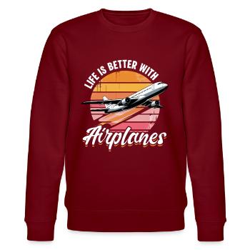 Avion Enfants Voyage Pilote Tout-petit - Sweat bio CHANGER Stanley/Stella Unisexe - bordeaux - Devant - Nik (191cm) & Marisol (170cm)