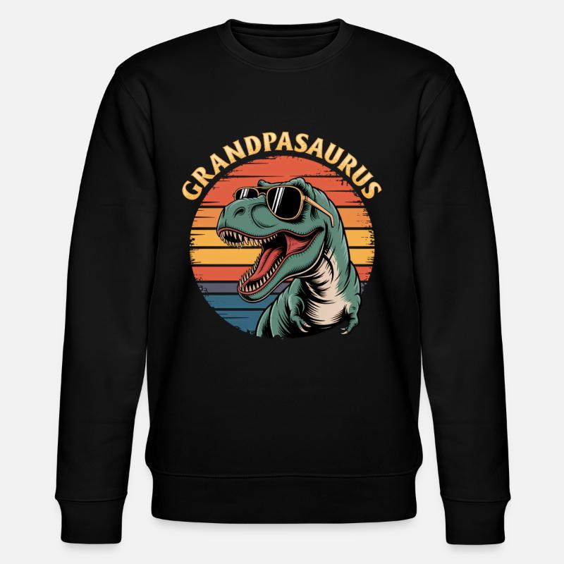 Dinosaur T-Rex Grandpasaurus - Stanley/Stella CHANGER Unisex Organic Sweatshirt - black
