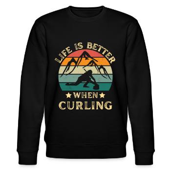 Curling retro vintage - Stanley/Stella Unisex Bio-Sweatshirt CHANGER  - Schwarz - Vorne - Nik (191cm) & Marisol (170cm)