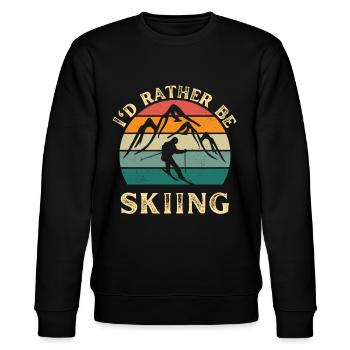 I'd rather be skiing. Ski fahren im Skiurlaub. - Stanley/Stella Unisex Bio-Sweatshirt CHANGER  - Schwarz - Vorne - Nik (191cm) & Marisol (170cm)