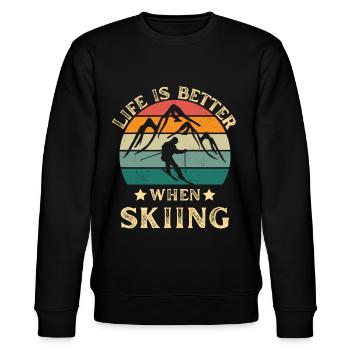 Ski fahren im Skiurlaub retro vintage - Stanley/Stella Unisex Bio-Sweatshirt CHANGER  - Schwarz - Vorne - Nik (191cm) & Marisol (170cm)