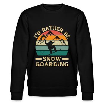 Snowboarden Snowboarding mit Snowboard retro - Stanley/Stella Unisex Bio-Sweatshirt CHANGER  - Schwarz - Vorne - Nik (191cm) & Marisol (170cm)