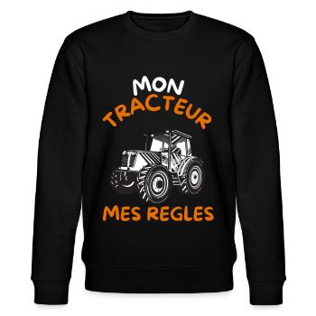Mon tracteur mes regles cadeau - Sweat bio CHANGER Stanley/Stella Unisexe - noir - Devant - Nik (191cm) & Marisol (170cm)
