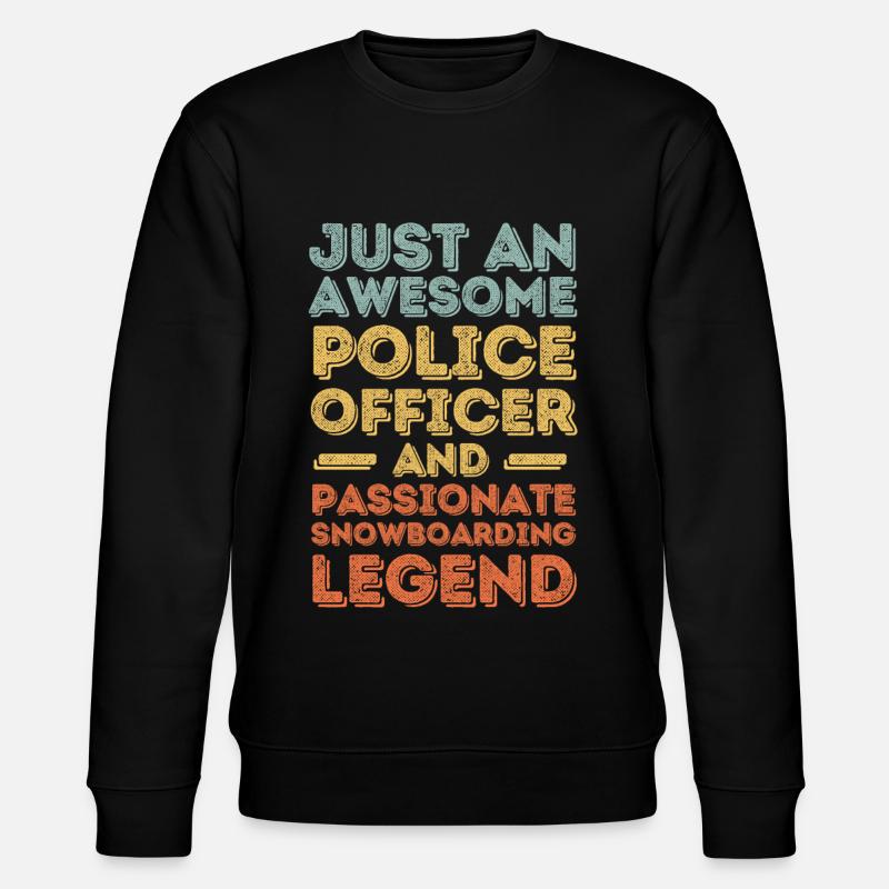 Polizist Snowboarden retro - Stanley/Stella Unisex Bio-Sweatshirt CHANGER  - Schwarz