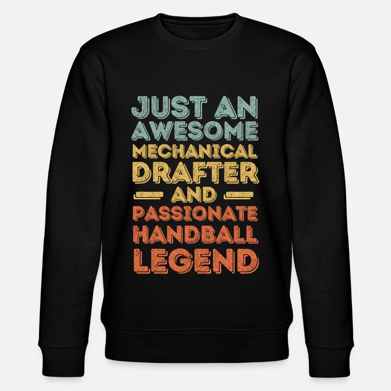 Technischer-Zeichner Handball retro - Stanley/Stella Unisex Bio-Sweatshirt CHANGER  - Schwarz