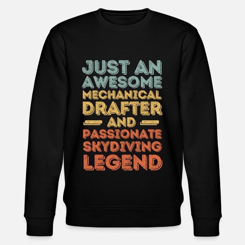 Technischer-Zeichner Fallschirmspringen retro - Stanley/Stella Unisex Bio-Sweatshirt CHANGER  - Schwarz