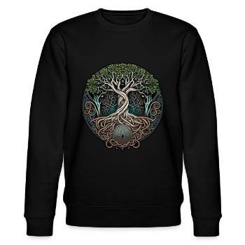 Baum des Lebens Tree of Life Keltisch Wikinger - Stanley/Stella Unisex Bio-Sweatshirt CHANGER  - Schwarz - Vorne - Nik (191cm) & Marisol (170cm)